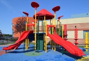 Playground structure with shade incorporated. Installed in Winnipeg, Manitoba.